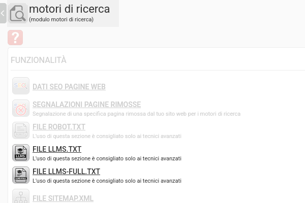 file LLMS per i motori di ricerca